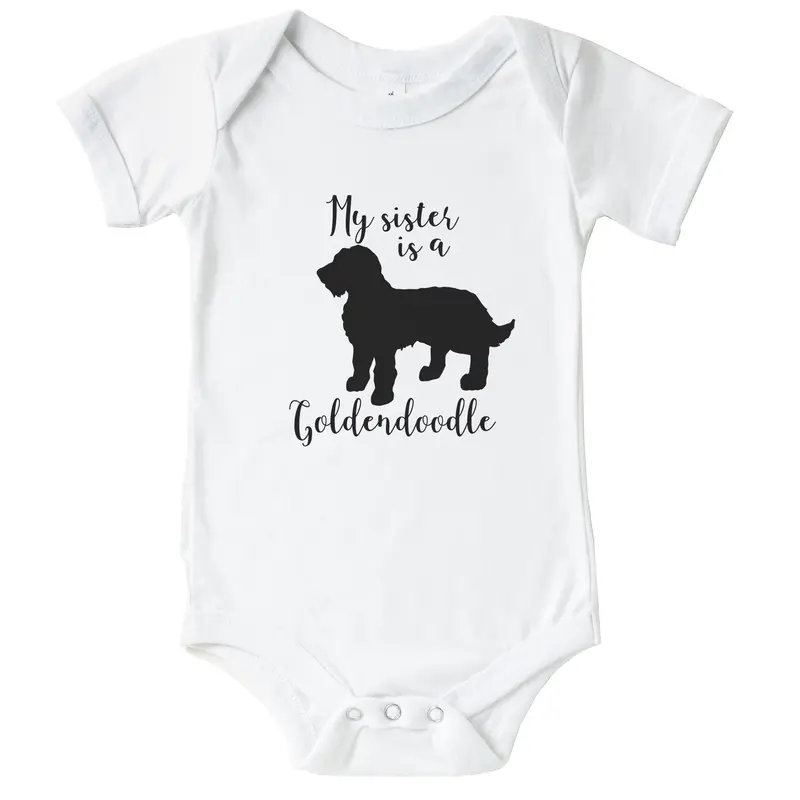 My Sister Is A Goldendoodle Cute Dog One Piece Baby Bodysuit - Goldendoodle One Piece Baby Bodysuit