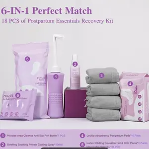 Postpartum Essentials Kit - Peri Bottle,Perineal Ice Packs,Perineal Healing Foam,Disposable Underwears,Cooling Pad Liners,Bath Salts,Canvas Bag,Card,Postpartum Gifts for Mom