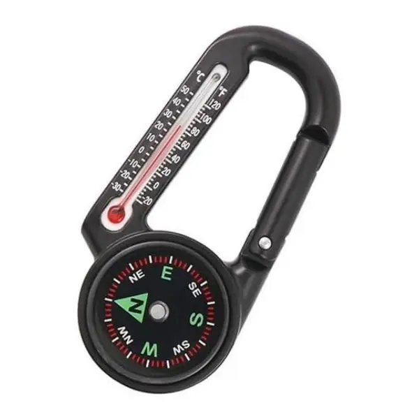 Unisex 2-in-1 Ball Compass & Thermometer Lanyard Carabiner Keychain Compass, Compact Hiking Camping Accessory, Clip-On for Pack, Parka or Jacket, Lightweight Durable Tool