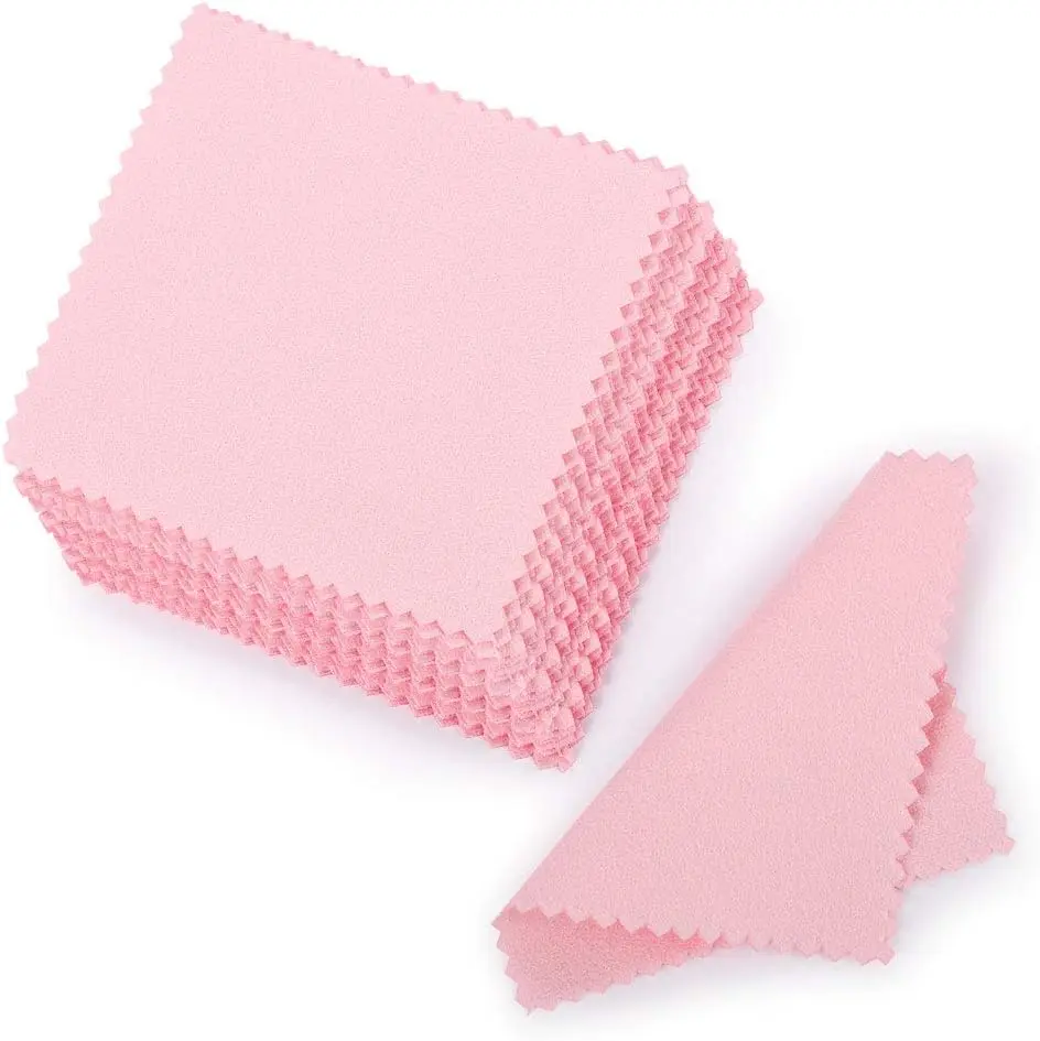Silver Polishing Cloths Set (50/100 Pcs) - Blush Pink, Soft High-Density Reusable Fabric, Suitable for Gold Platinum Silver Jewelry Maintenance, Utensils Care, Home & Department Store Use