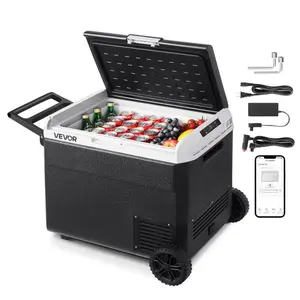 VEVOR 12 Volt Car Refrigerator, 63.4QT/60L Car Fridge, Portable Electric Cooler with Wheels and Handle, -468, 12/24V DC and 100- 240V AC Compressor Freezer for Outdoor, Camping, Travel, RV