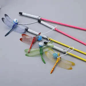 Interactive Cat Wand Toy with Dragonfly & Feather Teaser - Durable, Fun for Kittens & Cats
