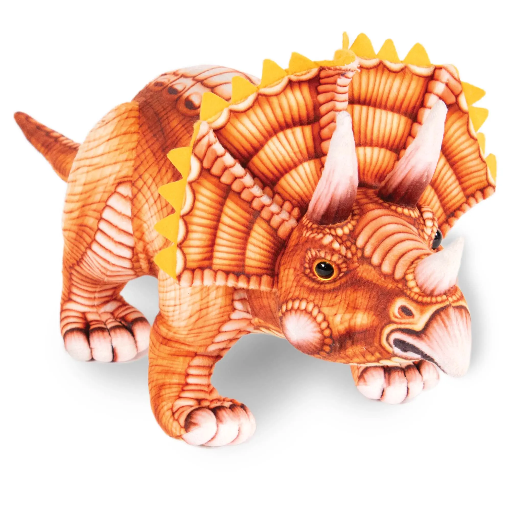 Real Planet™ Orange Triceratops Realistic Plush Stuffed Animal