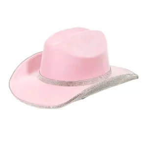 Fame Pave Rhinestone Trim Faux Suede Hat
