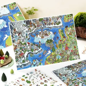 4 Sheets/pack Third Ninety Series Pet Card 2.5D Ultra Large Scenery Decorative Stickers for DIY Scrapbook Diary Decoration, DIY Decorations