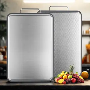 Anycoo All-Stainless Steel Double-Sided Chopping Board Family-Friendly Cutting Board Keep Your Kitchen Tidy Safe Easy Clean Hygienic Design  Perfect for Meat Veggies Fruits