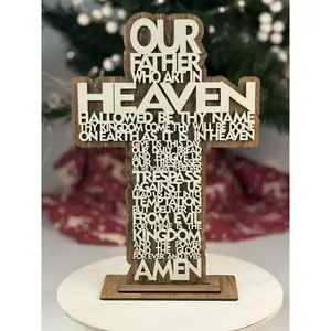 The Lord's Prayer Standing Cross (With backing)