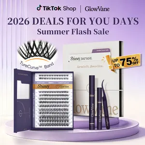 GlowVane TrueCurve Lash kit Clusters  Cluster Eyelash Extensions Kit D Curl 0.03mm Wispy Eyelash Clusters Kit with Invisible Band Mix 8–18mm DIY Individual Lash Extension Kit (Shiney )