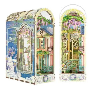 Tonecheer 3D Wooden Puzzle DIY Book Nook Kit GivernyGarden Inspired Play Tent House Decor Doll for Creative Enthusiasts Valentine's Day gift