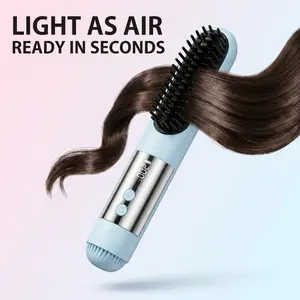 Viral Cordless Ionic Hair Straightener Brush Portable Rechargeable Flat Iron with Cool Airflow 5 Temp Settings & LCD Display for Smooth Salon Hair Travel Must-Have Tool
