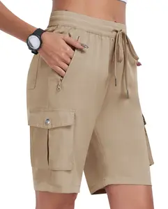 MoFiz Women's 10" Hiking Cargo Shorts 6 Pockets Lightweight Quick Dry Outdoor Running Athletic Short  Travel Loose summer bottoms