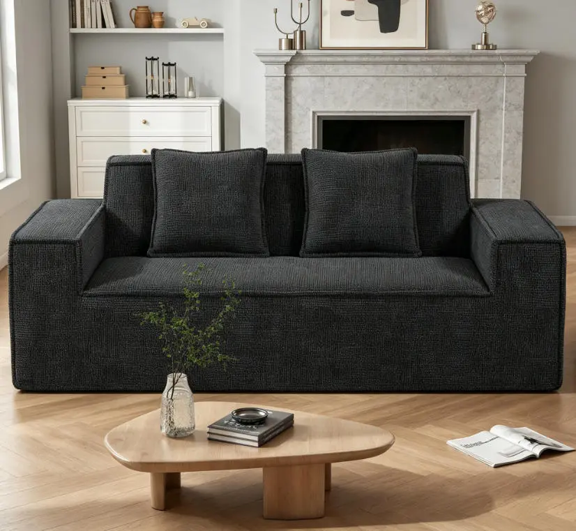 Boneless Compressed Sofa in a Box, No Assembly Small Loveseat, Full Memory Foam Couch with Soft Fleece Fabric