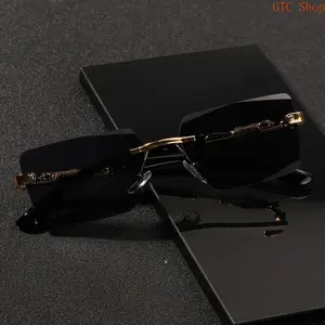 1 Pair Unisex Rimless Rectangle Sunglasses, Minimal Small Square Stylish Shades Perfect for Beach Vacation, Travel and Daily Casual Wear outdoorfun