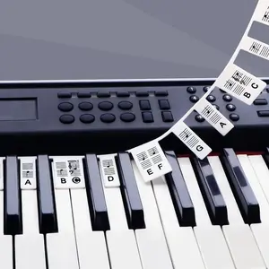 Removable Piano Keyboard Stickers for 61 Key Full Size   No Need Stickers Piano Keyboard Note Lables for Beginners Comes with Box(Black)