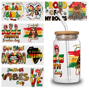 5 Sheets Juneteenth Pride UV DTF Stickers Mug Decoration Gift UV DTF Stickers Transfer Sticker Decal Plastic Self-Adhesive Labels Waterproof Rub on Transfers side  eyes