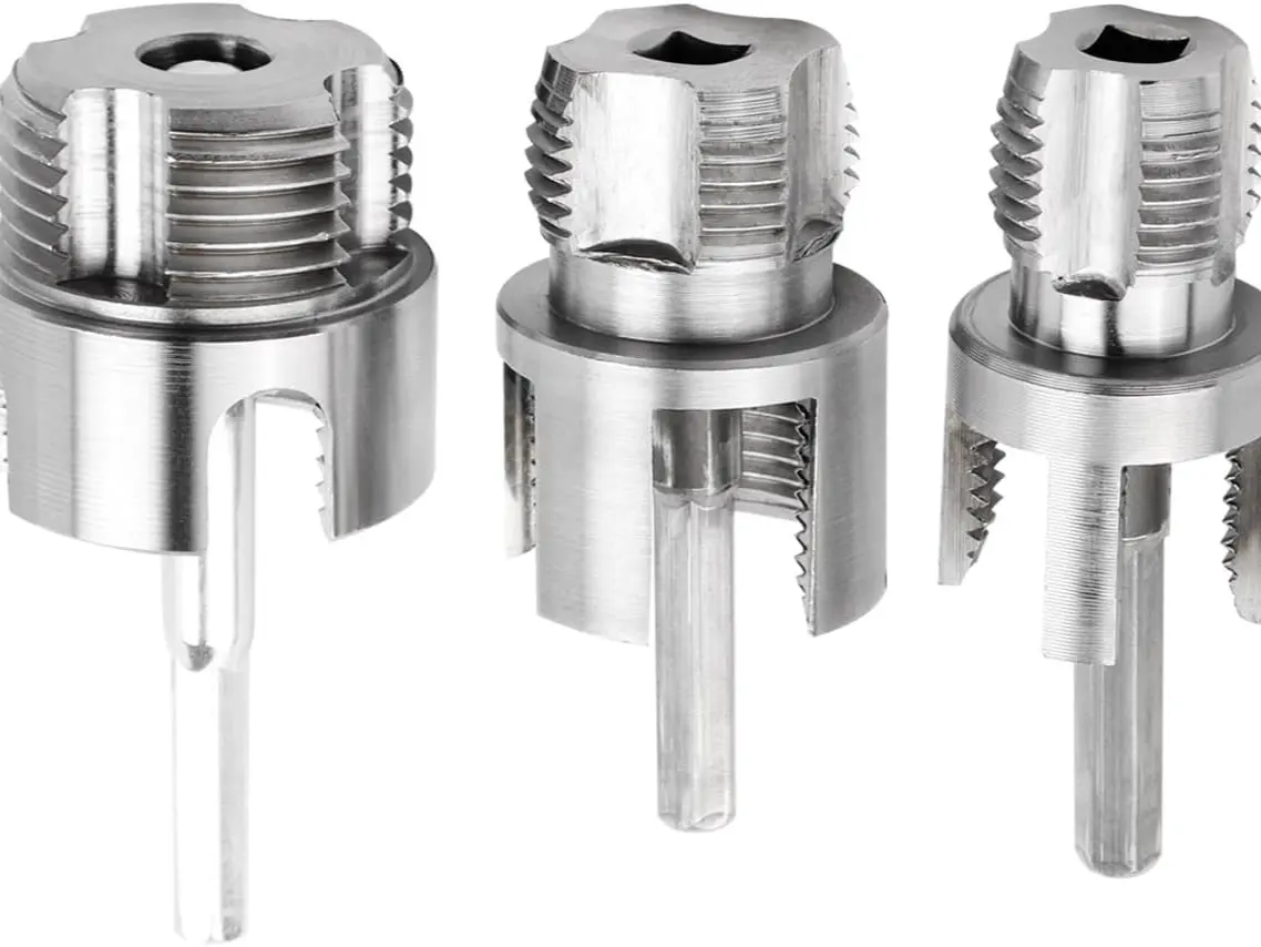 3Pcs Integrated Internal & External Pipe Threading Tool, Pipe Tapping and Threader tool for 1/2" & 3/4"& 1" PVC Pipes, Electric Drill Compatible Pipe Threader Kit