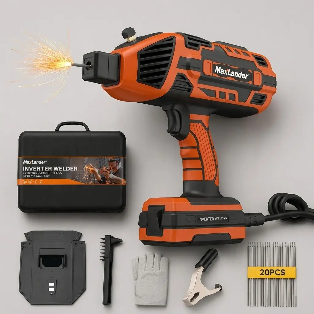 MAXLANDER 110V Portable Handheld Arc Welder - IGBT Inverter Tool, 20-120A Range, Hot Start, Anti-Stick, 3/32"-1/8" Rod Compatibility, Arc Welding Father's Day Gift for Men, Portable Handheld Welder