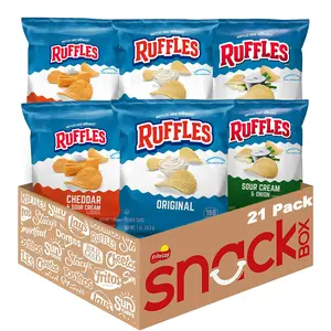 Ruffles Potato Chips, 3 Flavor Variety Pack, 1 oz Bags (Pack of 21)