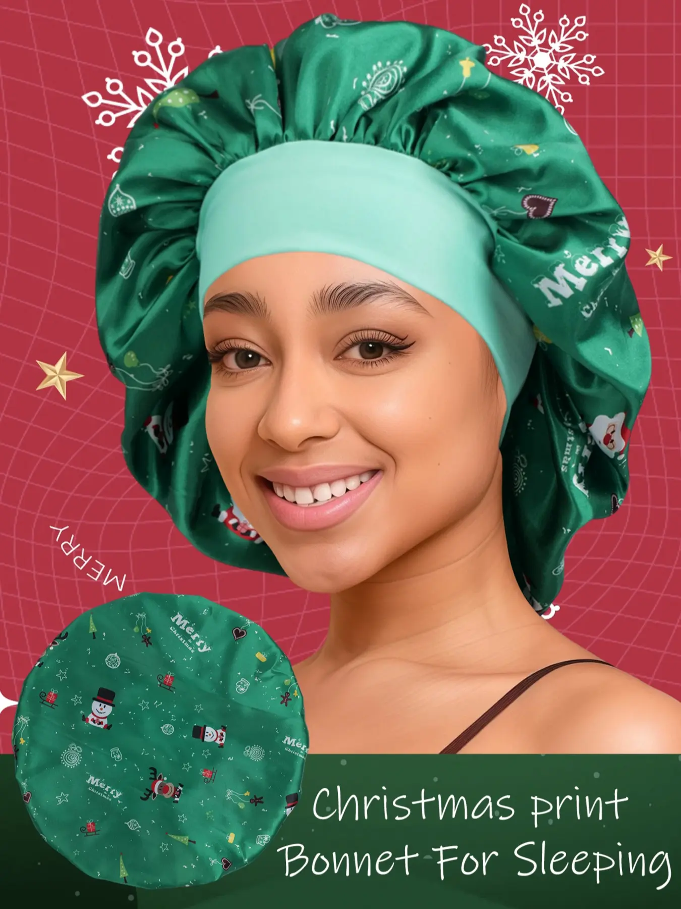 Christmas Sleep Cap Sleeping Cap Soft Comfortable, Unisex Hair Protection Nightcap, Perfect Christmas Gift for Men and Women, 1pc