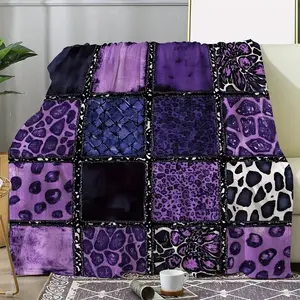 1pc Durable Fleece Flannel Blanket - Luxurious, Soft, Warm, Cozy, Vibrant Purple Leopard Print Design - Ideal All-Season Gift for Sofa, Bed, Durable Fleece Blanket, Flannel Blankets