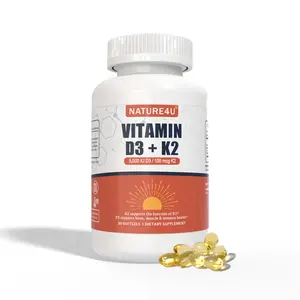 Nature4U Vitamin D3 K2, Vitamin D3 5000 IU (125 mcg) & Vitamin K2 100 mcg, 2 in 1 VIT D3 and K2 Supplements for Heart, Bone, Muscle and Immune Health Support, 90 Softgel