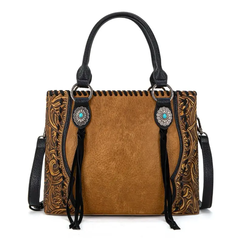 Trinity Ranch x Montana West Concho Collection Light Brown Tote/Crossbody Bag