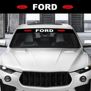 Ford Car Windshield Sunshade Sticker, Protects Dashboard From Aging, Sporty Style Decoration, Waterproof UV Resistant, Easy Peel-Off