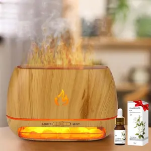 2-in-1 Air Purifier&Humidifier Salt Lamp Aromatherapy Diffuser Simulated Flame Design with 7 Light Colors, USB Powered Essential Oil Diffuser