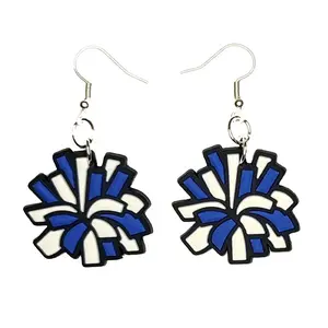 Cheerleader Earrings Hypoallergenic Silver Plated Fishhooks Pom Pom Yazzle Dazzle Football Basketball Hockey Soccer Sport Sports Rugby Futbol Cheer