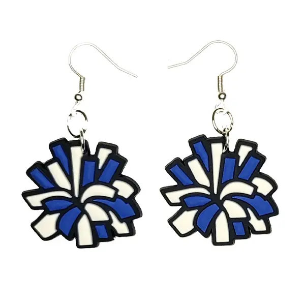 Cheerleader Earrings Hypoallergenic Silver Plated Fishhooks Pom Pom Yazzle Dazzle Football Basketball Hockey Soccer Sport Sports Rugby Futbol Cheer