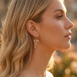 Dangle Earrings  Women, Dainty Gold Drop Statement Earrings Long Huggie Earrings  Women Trendy Hypoallergenic Dangly Earrings Small Triple Hoops Earrings Fashion Jewelry Adjustable Auto Screen Clicker for Smart Phone shippin shopping spree