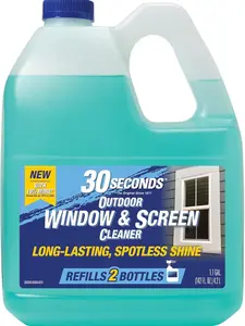 30 Seconds Outdoor Window & Screen Concentrated Cleaner for Glass Patio Doors Fiberglass Furniture 1.1 Gallon Refill for Hose End Sprayer Bottles