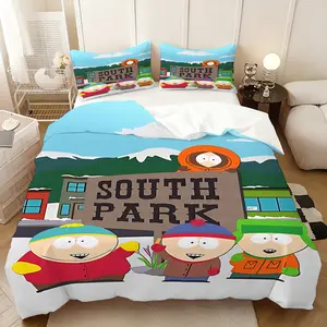 3Pcs,South Park  three-piece bedding set, soft, comfortable and skin-friendly, universal in all seasons, bedding set, no pillow core, no quilt core, suitable for bedrooms, guest rooms - (1 quilt cover + 2 pillowcases)