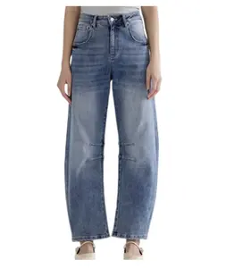 The Relaxed Barrel Leg Straight Jeans By Mica Denim