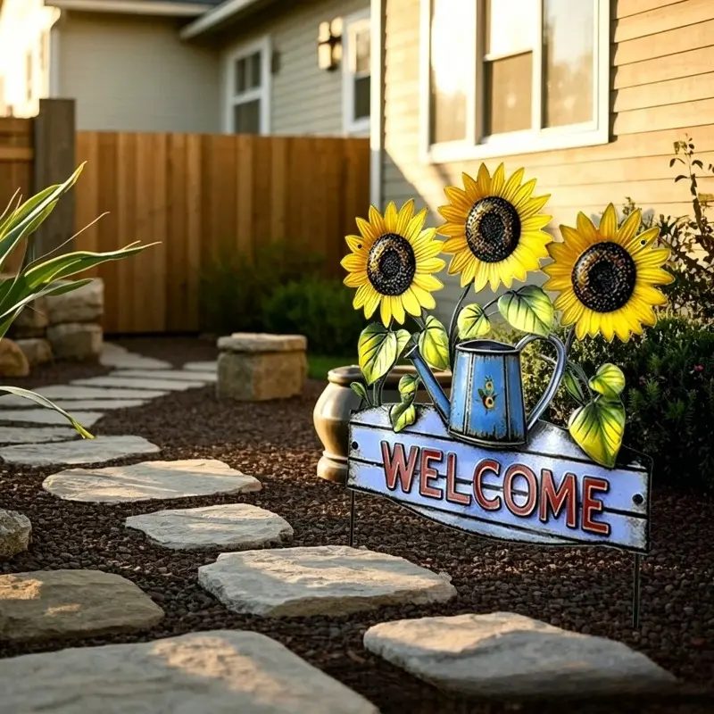 STOP SCROLLING! This Sunflower WELCOME Sign Is The Perfect Touch for Your Home! Hand-Painted Metal Wall Hanging, Weatherproof, Great for Garden, Porch, Door, Shop Decor – Brings Warm, Cheerful Vibes