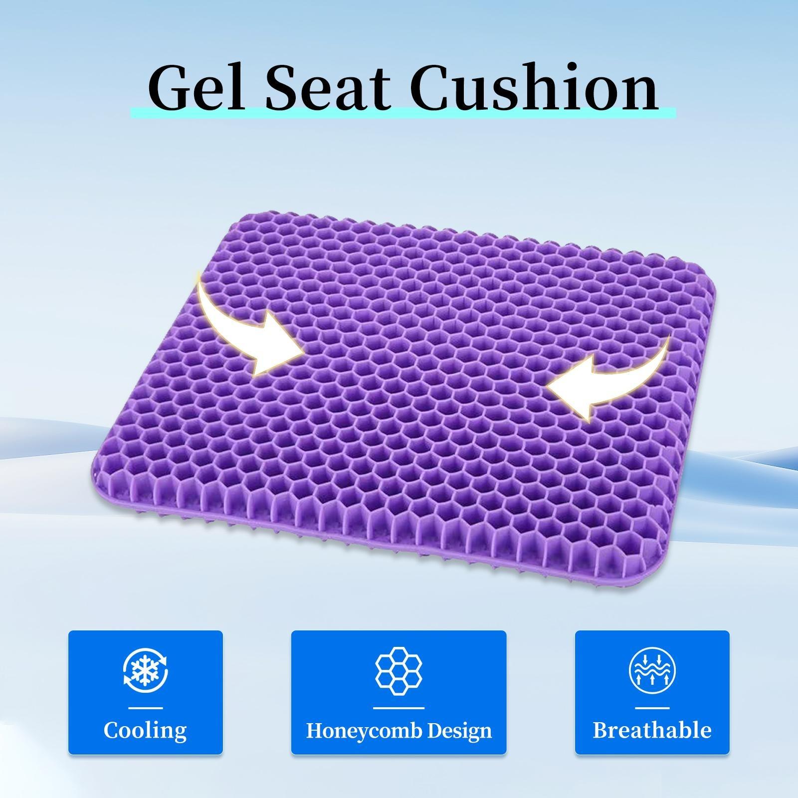 Double-Layer Extra-Thick Gel Seat Cushion — Honeycomb Breathable Pad | Dimensions: 15.75 x 13.8 x 1 In | Ideal for Camping, Office Use, Car Travel, Wheelchairs, and Fishing — Non-Slip & Portable Chair Cushion | Designed for Outdoor Activities and Travel