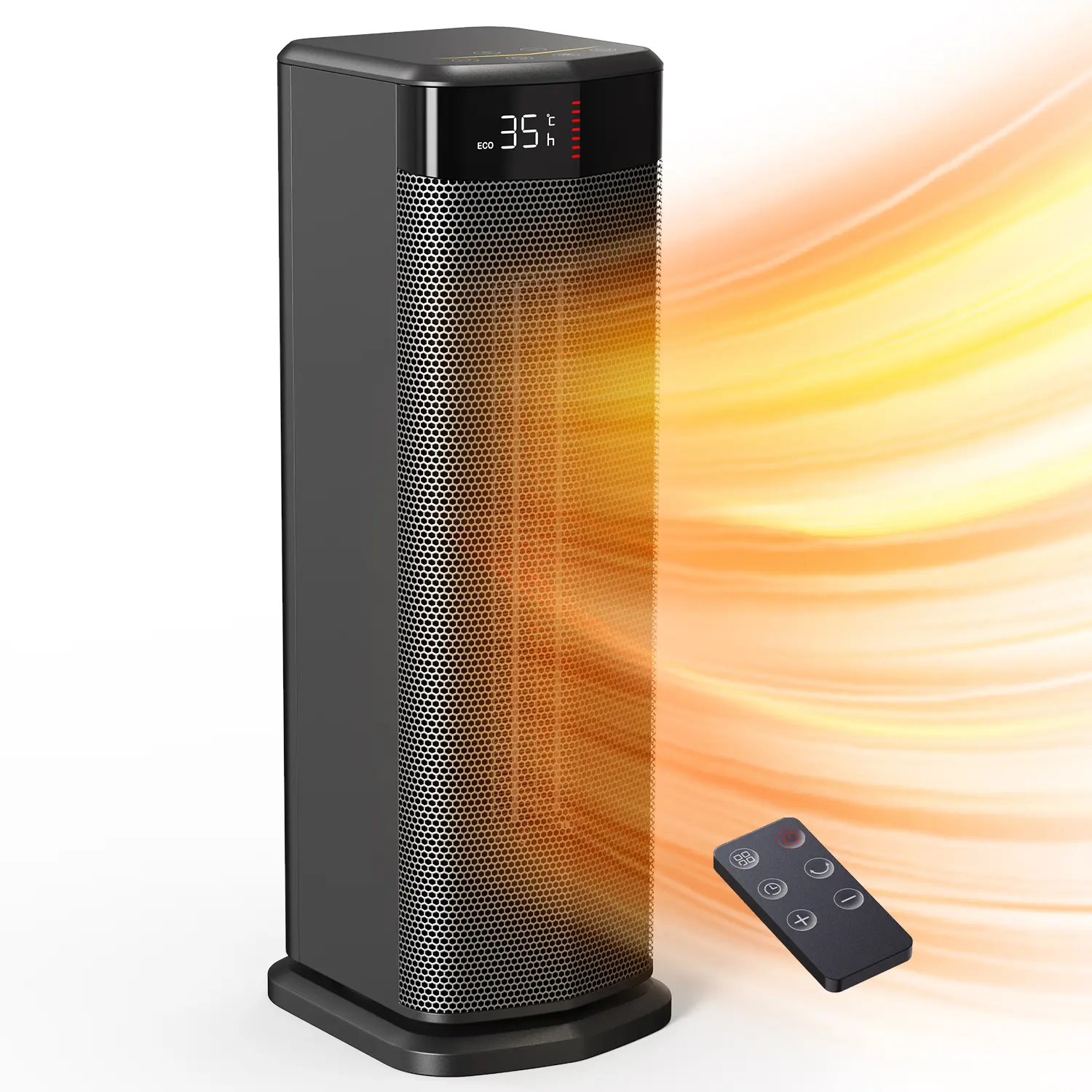 Heater 1500w Ptc Electric Heater, 4 Modes, Energy Saving Fan Heater, Eco Mode, Thermostat, 90° Oscillation, 24h Timer, Remote Control, Adjustable Heating Temperature, Home Appliances