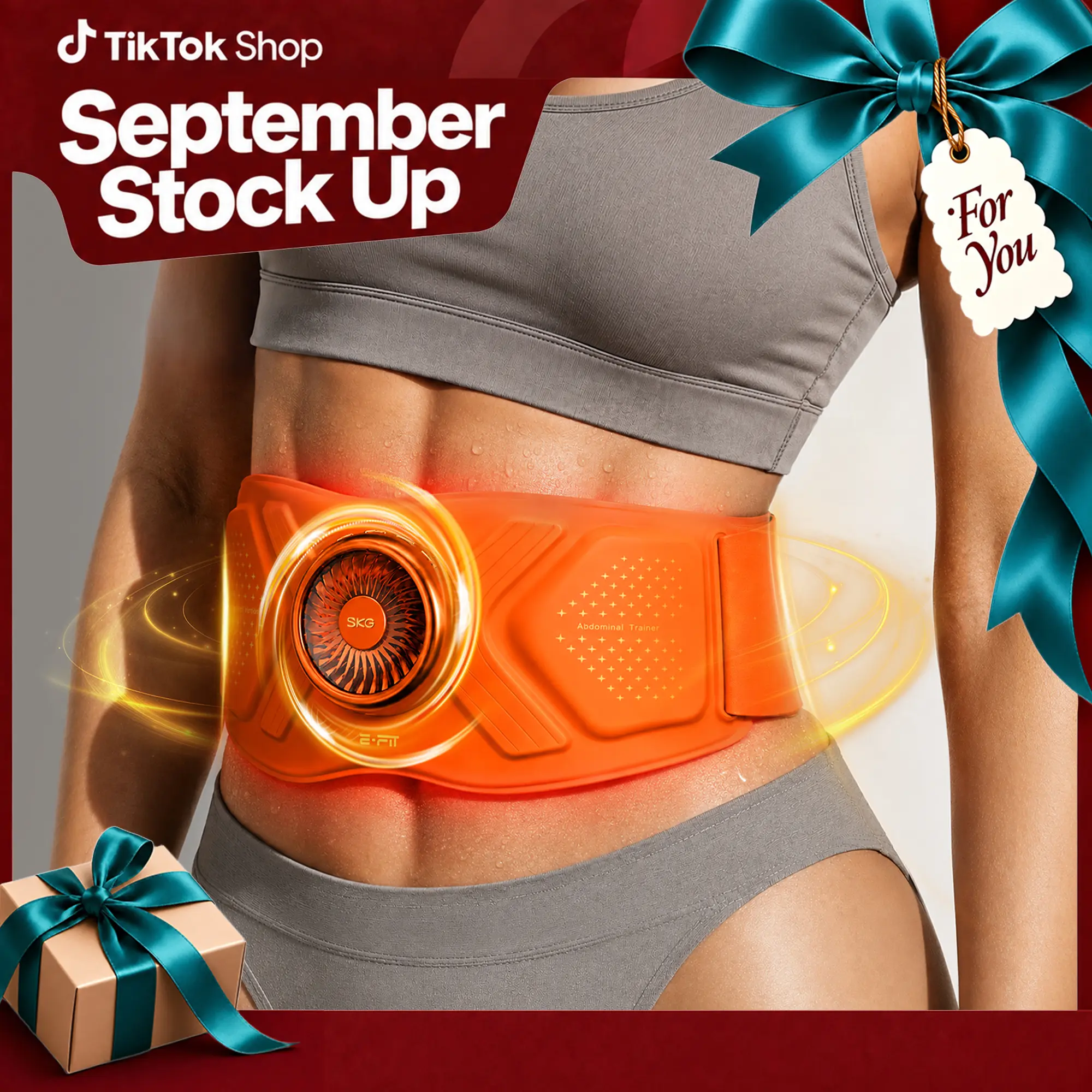 SKG Abdominal Care Belt with EMS, Vibration, Heat & 5-Color LED Light, Smart App Control, QS700Ultra
