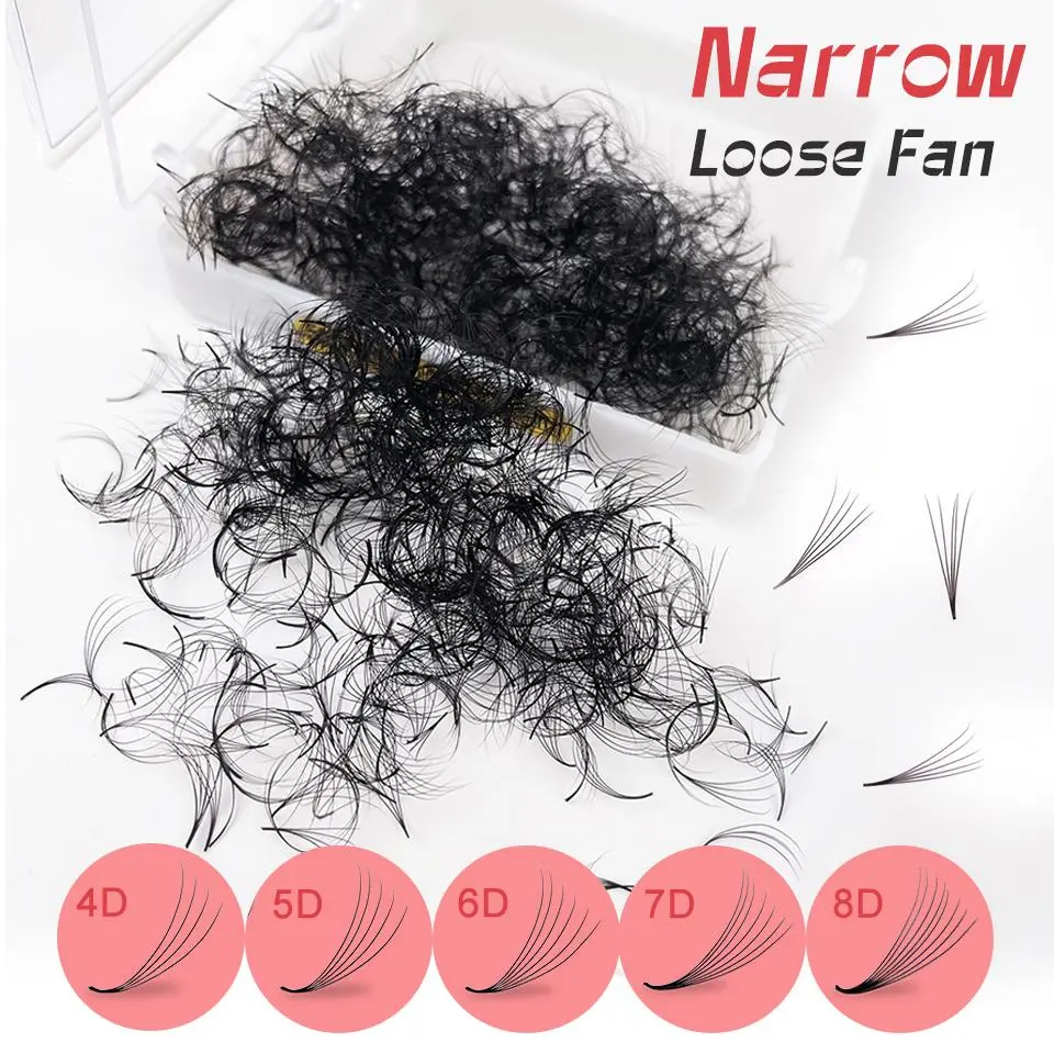500 Fans Loose Narrow Fan Lashes Eyelash Extensions 4D 5D 6D 7D 8D Pointy Base Premade Medium Stem Russian Promade Narrow Fans 2026 New