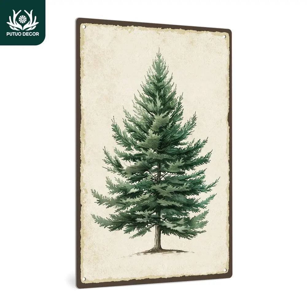 Vintage Metal Tin Sign, Tree Pattern Wall Art Decor, Wall Decor for Home Farmhouse Living Room Cafe Coffee Shop, Home Decor, Room Decor