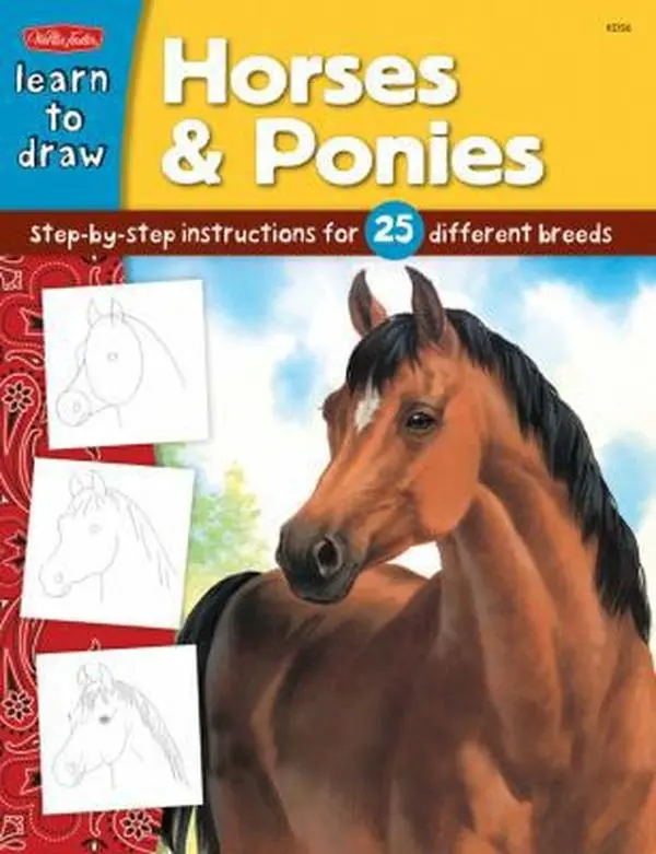 USED Book - Horses & Ponies: Step-by-step instructions for 25 different breeds (Learn to Draw) by Russell Farrell (Paperback) - english