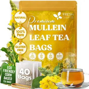 【FreshDrinkUS】 Premium Mullein Leaf Tea Bags For Lung, 100% Natural & Pure from Mullein Leaves. Loose Leaf Mullein Herbal Tea. Made with Natural Material Tea Bags. No Sugar, No Caffeine, No Gluten, Vegan. Mullein cleanse, lung support