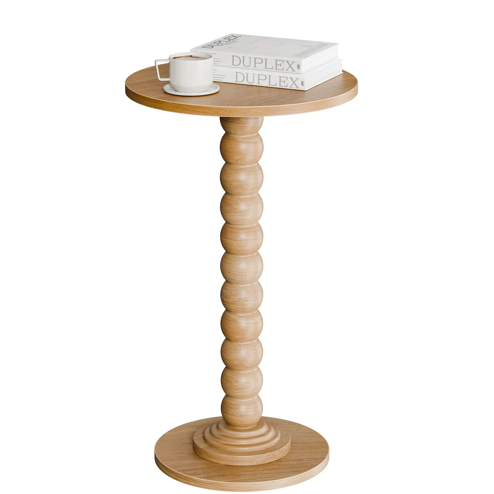 Compact Round Side Table with Solid Wood Legs - 11.8" Waterproof MDF Drink Table, No-Tool Assembly for Living Room/Bedroom/Office