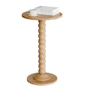 Compact Round Side Table with Solid Wood Legs - 11.8" Waterproof MDF Drink Table, No-Tool Assembly for Living Room/Bedroom/Office