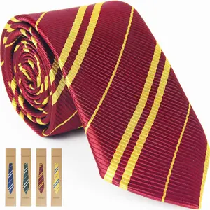 P-HDW04    Cosplay Tie for Halloween Party, Unisex Adult & Kids Necktie Costume Accessory (Red and Gold)