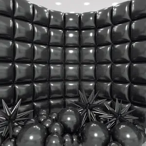 50 count Black Square Foil Balloons Wall Backdrop with 80 count Black Balloon Garland Arch Kit, Double Sided Balloon Tunnel for Anniversary  Year Birthday Graduation  Shower Party Decorations