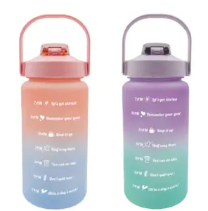Ombre Water Bottles with Hydration Measurements and Flip-Top Lids, 48-oz