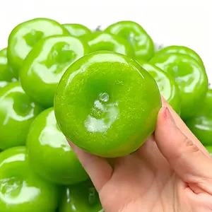 Novelty Handmade Green Apple Squeeze Toy - Shiny Ice Slush Texture Squishy, Realistic Fruit Anxiety Relief Desk Sensory Toy