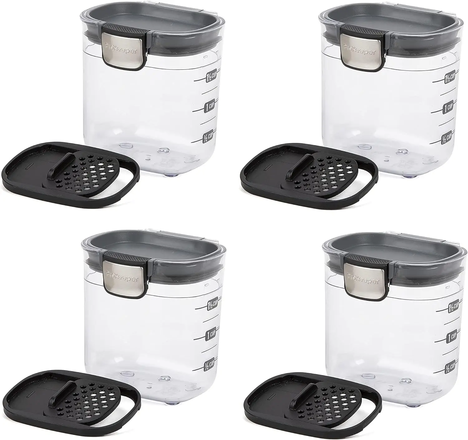 Progressive International PKS-401 1.5 Cup Mini Prokeeper + Airtight Silicone Seal Storage Container Great For Spices & Baking Acessories Set of 4