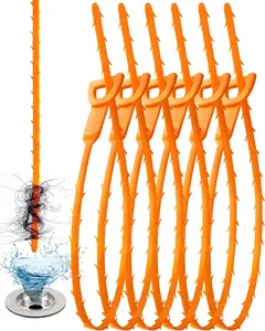 25 Inch Sink Snake Drain Clog Remover Tool,6 Pack Drain Cleaner Hair Clog Remover Tool, Drain Hair Remover Plumbers Snake, Drain Cleaner Sticks, Easy and Quick Unclog Sink Drain, Kitchen, Shower, tub